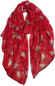img 4 attached to GERINLY Scarfs For Women Lightweight Floral Birds Print Cotton Scarves And Wraps For Holiday Shawl