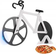 велосипедный резак для пиццы - слайсер из нержавеющей стали - крутой мужской подарок - дизайн велосипедного колеса schvubenr - новоселье и рождественский подарок - забавный кухонный гаджет для велосипедистов (белый) логотип