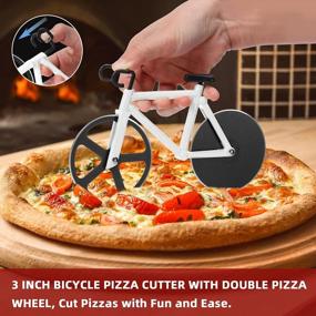 img 1 attached to Bike Pizza Cutter - Stainless Steel Slicer - Cool Men'S Gift - SCHVUBENR Bicycle Wheel Design - Housewarming & Christmas Gift - Funny Kitchen Gadget For Cyclists (White)