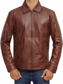 img 2 attached to Stylish And Durable: Brown Leather Jacket For Men Crafted From Black Real Lambskin