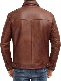img 1 attached to Stylish And Durable: Brown Leather Jacket For Men Crafted From Black Real Lambskin