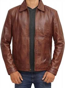 img 3 attached to Stylish And Durable: Brown Leather Jacket For Men Crafted From Black Real Lambskin