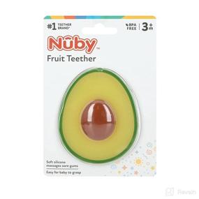 img 1 attached to 🥑 Nuby 100% Silicone Fruit Teether, Avocado with Pit, 3M+: Safe Teething Solution for Babies