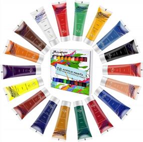 img 4 attached to 18-Color Miratuso Acrylic Paint Set: Non-Toxic, Waterproof Craft Paint Kit For Canvas, Wood, Clay, Fabric, Ceramic, Paper - Ideal For Beginners, Artists, Kids, And Students (1.2Oz)