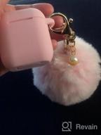 img 1 attached to PINOWU Earphone Silicone Case Cover Skin With Fur Ball Key Chain And Locking Carabiner Compatible With AirPods Charing Case - Hang Case Cover With Anti-Lost Strap As Headphone Accessories (Gray) review by Francisco Yim