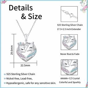 img 3 attached to 925 Sterling Silver Chain Unicorn Necklace - Colorful CZ Heart Pendant Gift For Girls & Women On Birthdays, Christmas & More!