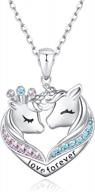 ожерелье с единорогом из стерлингового серебра 925 пробы - красочный подарок с подвеской в ​​виде сердца cz для девочек и женщин на дни рождения, рождество и многое другое! логотип