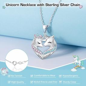img 2 attached to 925 Sterling Silver Chain Unicorn Necklace - Colorful CZ Heart Pendant Gift For Girls & Women On Birthdays, Christmas & More!