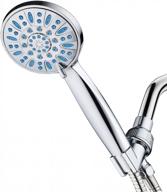 aquadance high-pressure hand shower with 6 settings, nozzle protection from grime buildup, and anti-clog design - aqua blue logo