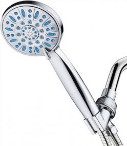 img 4 attached to AquaDance High-Pressure Hand Shower With 6 Settings, Nozzle Protection From Grime Buildup, And Anti-Clog Design - Aqua Blue