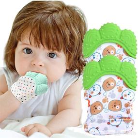 img 4 attached to Teething Mitten 2Pack Stimulating Infant Scratching
