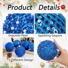 img 2 attached to 6Pcs Sapphire Glitter Sequin Foam Ball Christmas Ornaments - Perfect For Xmas Tree Decorations & Holiday Weddings!