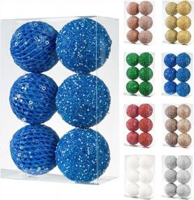 img 4 attached to 6Pcs Sapphire Glitter Sequin Foam Ball Christmas Ornaments - Perfect For Xmas Tree Decorations & Holiday Weddings!