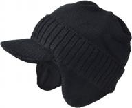 winter visor knit beanie cap for men and women with thick brim logo