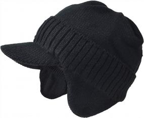 img 2 attached to Winter Visor Knit Beanie Cap For Men And Women With Thick Brim