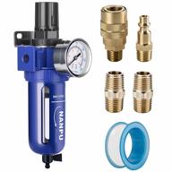 compressed air filter regulator nanpu 1/2" with quick release bowl, metal bracket, and 0-150 psi gauge - made of zinc alloy, 5 micron brass element, and manual drain logo