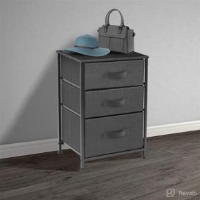 img 3 attached to 🌙 Sorbus 3-Drawer Nightstand - Bedside Table & Accent End Chest for Bedroom Decor, Home Accessories, Office, Dorm Room - Sturdy Steel Frame, Wooden Top, Convenient Fabric Bins (Black/Charcoal)