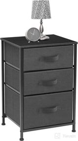 img 1 attached to 🌙 Sorbus 3-Drawer Nightstand - Bedside Table & Accent End Chest for Bedroom Decor, Home Accessories, Office, Dorm Room - Sturdy Steel Frame, Wooden Top, Convenient Fabric Bins (Black/Charcoal)