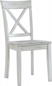 img 4 attached to Старинный белый обеденный стул Boraam Jamestown, набор из 2 предметов