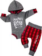 клетчатый комплект с капюшоном и брюками с буквенным принтом для новорожденного мальчика - winter outfit for fall and winter логотип