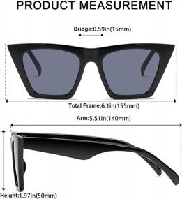 img 1 attached to Retro Square Cat Eye Sunglasses For Women - AISSWZBEER Fashion Trendy Style UV400 Protection