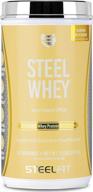 steelfit steel whey - protein powder - micro filtered wpc80 - 100% whey protein concentrate - no gas, no bloat, no upset stomach - build lean muscle - 26 servings, 2 pounds. (banana milkshake) logo
