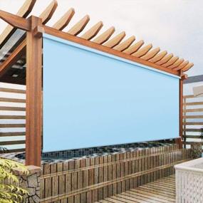 img 4 attached to Custom Light Blue Outdoor Waterproof Blackout Roller Shades - Perfect For Porch, Gazebo, Patio & More!