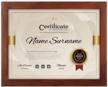 rpjc solid wood 8.5x11 inch certificate/document frame w/ high definition glass - display diplomas & standard paper frames brown logo