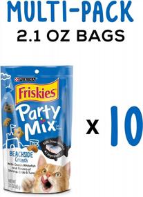 img 3 attached to Purina Friskies Made In USA Facilities Cat Treats, Party Mix Beachside Crunch - (10) 2.1 Oz. Pouches