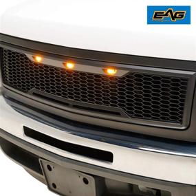 img 2 attached to EAG Replacement Upper ABS Grille LED Grill With Amber LED Lights - Matte Black Fit For 07-13 Silverado 1500