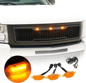 img 4 attached to EAG Replacement Upper ABS Grille LED Grill With Amber LED Lights - Matte Black Fit For 07-13 Silverado 1500