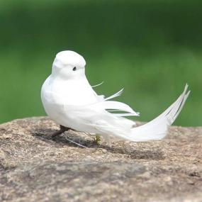 img 1 attached to Add A Touch Of Elegance To Your Wedding With White Foam Bird Pigeon Ornaments - 4Pcs With Wire Feet For DIY Crafts And Party Accessories (12Cm)