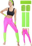retro sports headband, leg warmers, jogging wristbands, and neon leggings - 80s neon leggings party logo