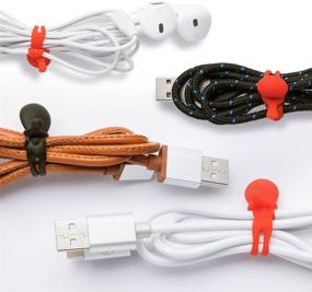 img 2 attached to 👻 Sinjimoru Silicone Cable Management: Ghost Cable Ties for USB, Charger, and Headphone Cords. Compact and Colorful Organizers (6pcs).