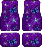 buybai 4pcs car floor mats for women fashion night butterflies glowing flowers pattern non slip all weather universal fit most car sedan suv truck logo