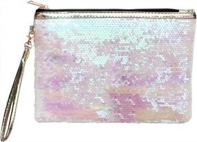 img 4 attached to Sparkly Sequin Envelope Handbag For Women: Reversible Glitter Paillette Party Clutch & Makeup Bag With Cosmetic Pouch By Ayliss