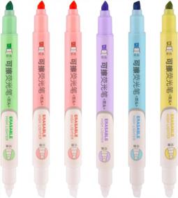 img 3 attached to 6-Pack Erasable Double Head Highlighters With Chisel Tip Assorted Colors For Smooth Writing.