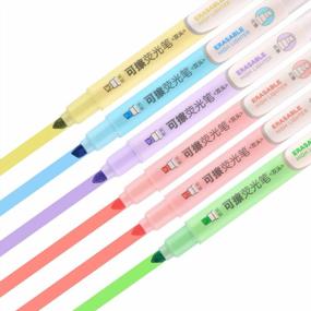 img 4 attached to 6-Pack Erasable Double Head Highlighters With Chisel Tip Assorted Colors For Smooth Writing.