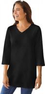 comfortable and chic: woman within plus size v-neck tunic with three-quarter sleeves логотип