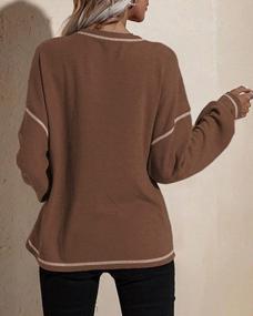 img 3 attached to Women'S Loose-Fit Long Sleeve T-Shirt With Pocket, Oversized Crewneck Batwing Tunic Top By Dellytop