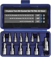 🛠️ workpro 13-piece torx bit socket set with storage case | ideal for hand use | s2 steel | 1/4", 3/8" and 1/2" drive | t8-t60 логотип