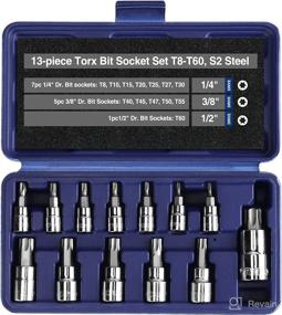 img 4 attached to 🛠️ WORKPRO 13-piece Torx Bit Socket Set with Storage Case | Ideal for Hand Use | S2 Steel | 1/4", 3/8" and 1/2" Drive | T8-T60