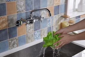 img 2 attached to Sumerain Wall Mount Kitchen Faucets, 2 Cross Handles Chrome Finish,3" To 9" Adjustable Spread