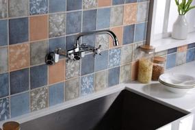 img 3 attached to Sumerain Wall Mount Kitchen Faucets, 2 Cross Handles Chrome Finish,3" To 9" Adjustable Spread