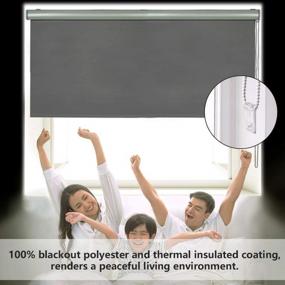 img 1 attached to Transform Your Space With LUCKUP Blackout Roller Shades - Waterproof, UV Protected, Thermal Insulated Fabric For Bedroom, Bathroom, Patio Door And Office Easy Install 22" W X 72" H - Grey