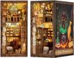 diy cutebee dollhouse book nook kit with led light - build-creativity model bookshelf insert decor alley and bookends (magic pharmacist) logo