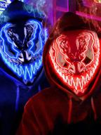 2-pack venobat mask halloween led light up masks - dark & evil glowing eyes neon with 3 lighting modes el wire for men women costume party! logo