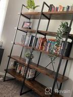 img 1 attached to Vintage Industrial Double Wide Bookcase With 5 Large Shelves - Perfect For Home Decor And Office Displays review by Mark Gilbert