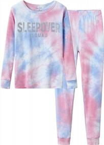 img 4 attached to Trendy Tie-Dye Sleepover Pajama Set For Girls In Snug-Fit Cotton, Available In Sizes 4T-14