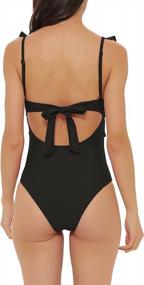 img 1 attached to YgneeDom Womens V Neck One Piece Swimsuits Ruffle Cut Out Strappy Bathing Suits